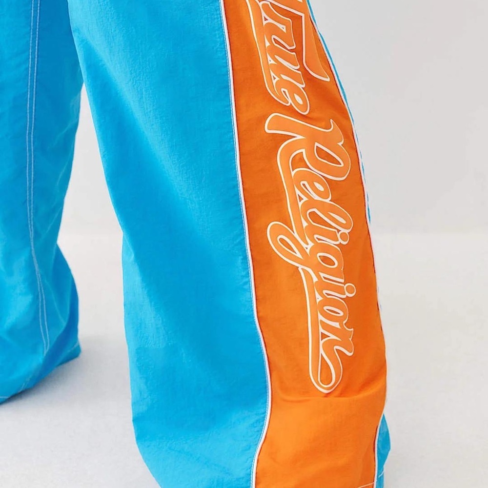 true religion wide leg loose fit graphic y2k waterproof racing pants S - Picture 6 of 7